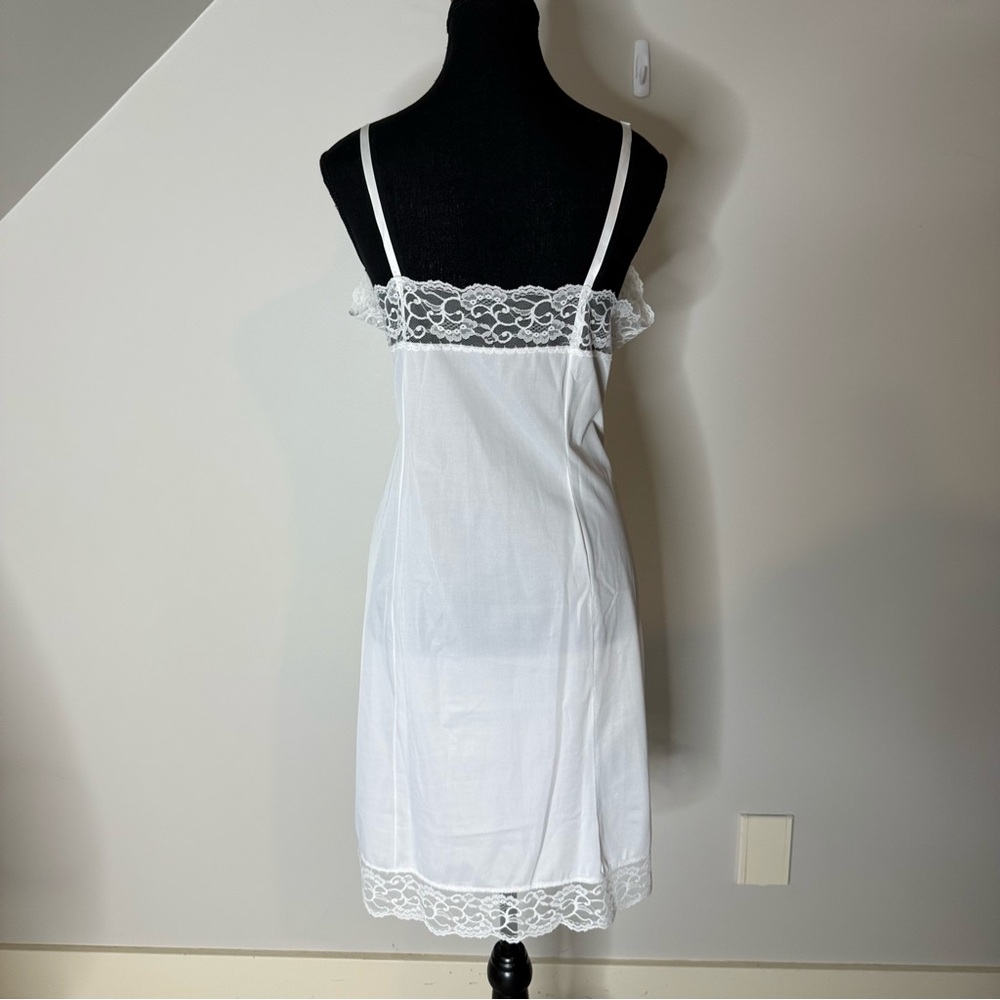 FRENCH MAID Vintage White Slip Dress Negligée Teddy Chemise Satin Lace Size 40 - Picture 6 of 9